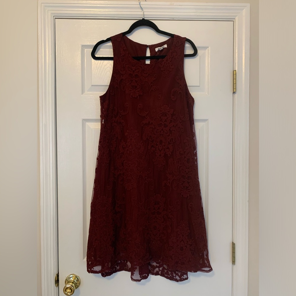 BB Dakota Deep Red Lace Dress